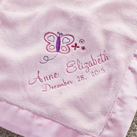 Personalized Pretty Butterfly Pink Baby Blanket