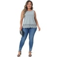 thumbnail image 3 of DARING DIVA Women's Plus Tank Tops Round Neck Swing Lace Panel Flowy Tops 3X Grey, 3 of 6