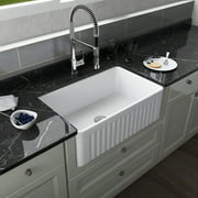 DeerValley DV-1K026 30" L x 18" W  White Ceramic Single Bowl Farmhouse Apron Kitchen Sink Reversible design Sink