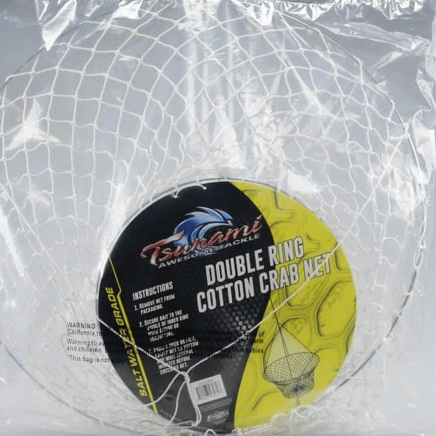 Tsunami Double Ring Crab Net 17" x 17" with Cotton Mesh - Saltwater Grade