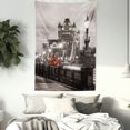 thumbnail image 3 of Black and White Tapestry, London Theme Tower Bridge in the Famous City Urban Life Scenery Europe, Wall Hanging for Bedroom Living Room Dorm Decor, 40W X 60L Inches, Taupe Grey Red, by Ambesonne, 3 of 5
