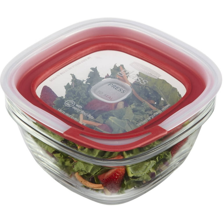 Rubbermaid EasyFindLids Meal Prep Containers, 5.1 Cup, Red
