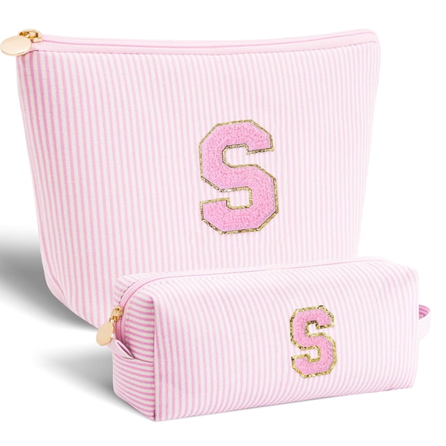 Bolsa de cosméticos Bffitting con diseño personalizado de iniciales, color rosa