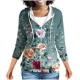 thumbnail image 2 of Trikvn Women's Zip Up Hoodie Floral Print Lightweight Long Sleeve Sweatshirt Vintage Botanical Full Zip Jacket with Pockets Drawstring Outerwear for Fall Spring Daily Wear, 2 of 6