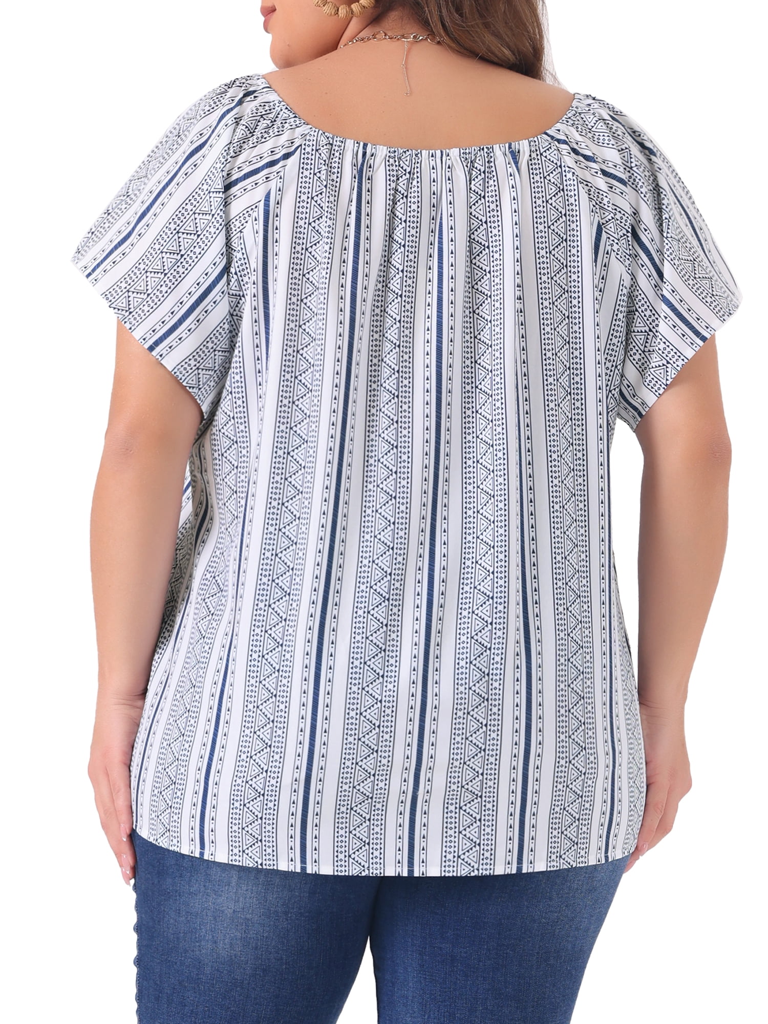DARING DIVA Women's Plus Off Shoulder Boho Casual Blouse 3X White