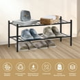 thumbnail image 3 of Quiqear Bamboo Shoe Rack, Stackable 2-Tier Shoe Storage, Black Shoe Rack Organizer for Closet, 9 Pairs, 3 of 10