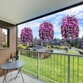 thumbnail image 2 of Artificial Flowers in Hanging Basket for Outdoors Indoors Decor, Artificial Mums Bush Flowers Plants with Baskets for Home Porch Garden Yard Patio Spring Summer Decoration (Deep Purple), 2 of 5