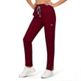 thumbnail image 2 of felwors Women's Straight Leg 8 Pocket Cargo Scrub Pants with 4-Way Stretch Scrubs with Zip Split Ankle Opening Wine XXL, 2 of 5
