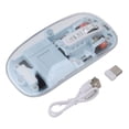 thumbnail image 2 of Transparent Computer Mouse, USB C Rechargeable Transparent Computer Mouse, 2.4G BT1 BT2 Tri Mode USB Rechargeable  BT Mouse with USB Receiver for Laptop, 2 of 7