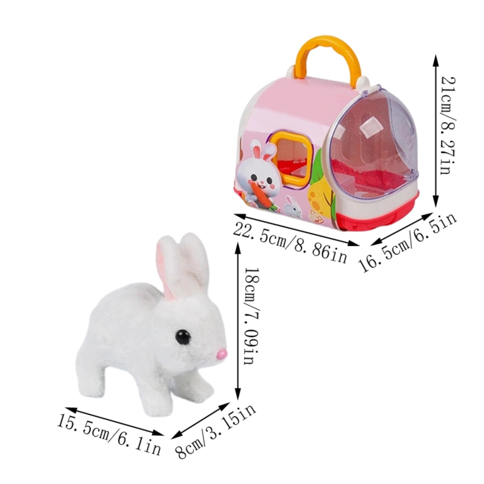 7-Piece Kids Electric Plush Bunny Toy Set with Cage & 5 Accessories - Realistic Walking & Sounding Stuffed Rabbit, Includes Portable Carrier, Carrot, Grooming Tools - For Boys Girls, Suitable Kids' B