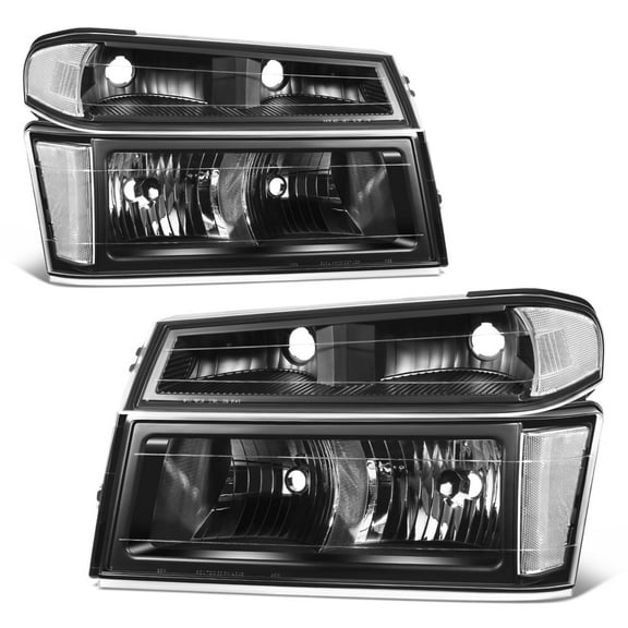 DNA Motoring Headlights for 04-12 GMC Canyon Chevy Colorado, Black/Clear