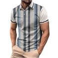 thumbnail image 5 of Fnnxeal Mens Polo Shirts, Big and Tall Shirt Striped Casual Summer Collared Navy Polo Shirts for Men Size 2XL, 5 of 5