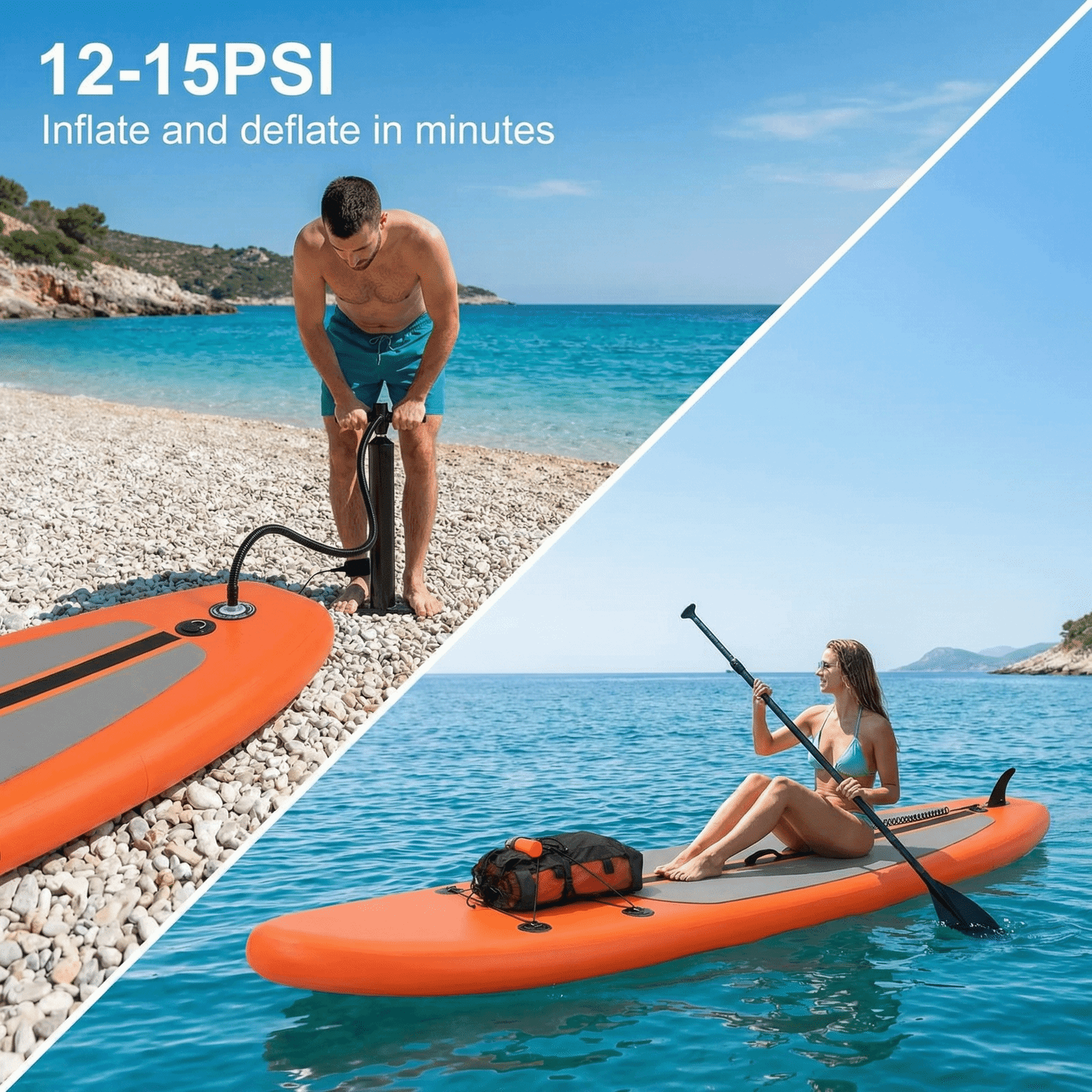 TLSUNNY 10' Inflatable Stand up Paddle Board 5.9" Thick with Premium SUP Paddle Board Accessories for All Skill Levels