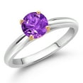 thumbnail image 2 of Gem Stone King 1.50 Ct Round Purple Zirconia 10K White and Yellow Gold Solitaire Engagement Ring (Size 9), 2 of 4