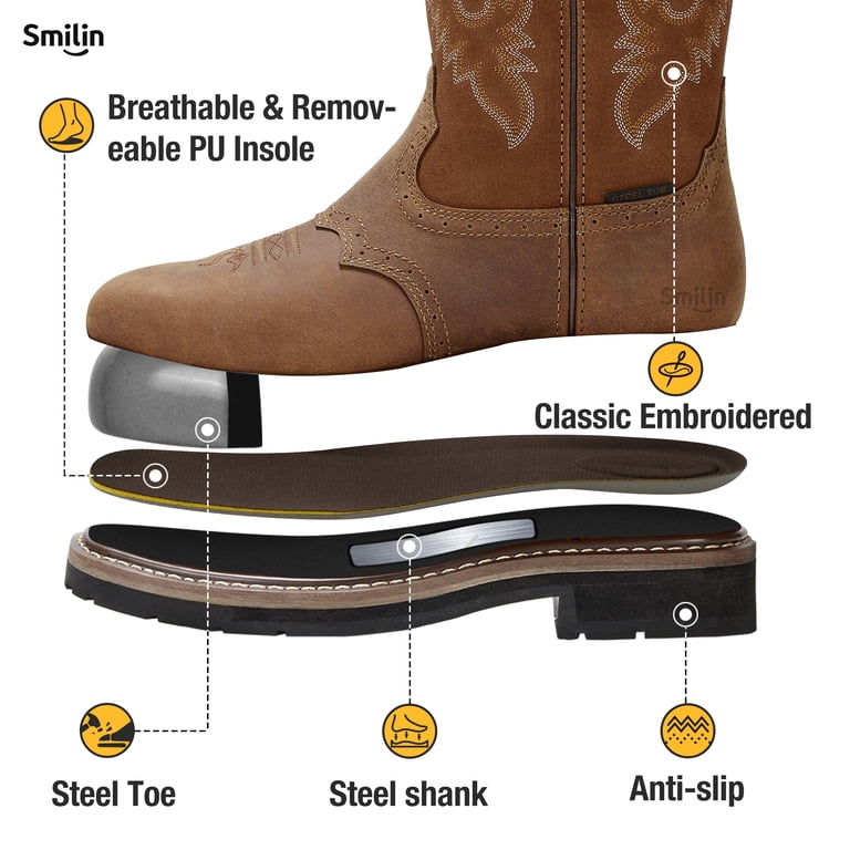 Smilin Men's Steel Toe Western Work Boot photo 3