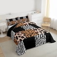 thumbnail image 3 of Homewish Animal Leopard Cheetah Print Bedding Comforter Set 2pcs,Black Brown Twin Comforter Sets Microfiber,Abstract Plaid Zebra Print Breathable Bedding Set,Luxury Bedroom Decor,Reversible, 3 of 8