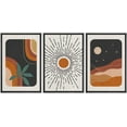 thumbnail image 1 of wall26 Framed Canvas Print Wall Art Set Mid-Century Colorful Sun Moon Landscapes Nature Abstract Illustrations Modern Art Bohemian Decorative for Living Room, Bedroom, Office - 24"x36"x3 Black, 1 of 5