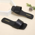 thumbnail image 3 of Women’s Square Toe Open-Toe Flat Sandals - Single Strap Non-Slip, 3 of 5