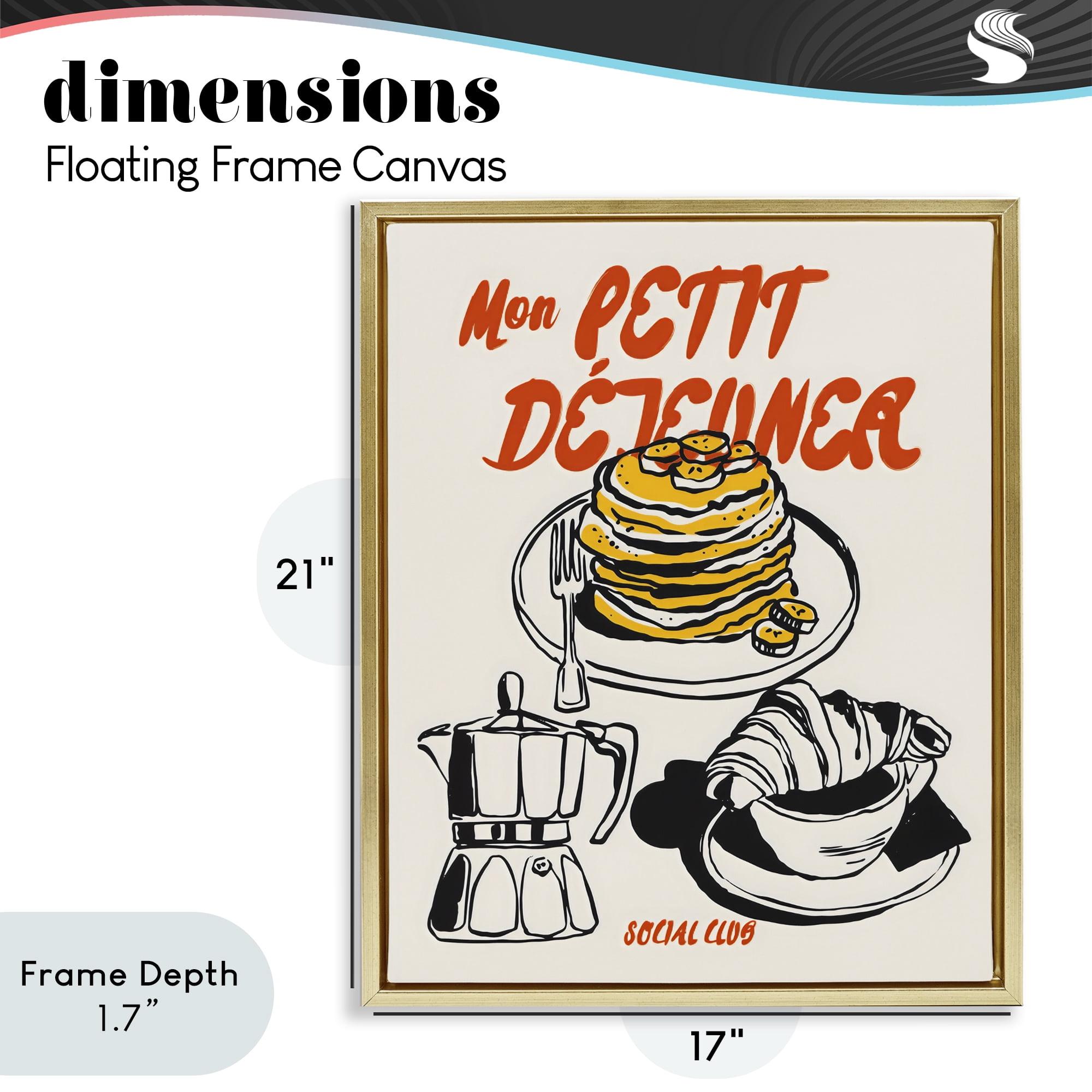 Stupell Industries My Breakfast Pancakes Spread Gold Framed Floater Canvas Wall Art, design by The Prints Vibe