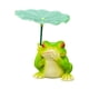 thumbnail image 1 of Estatua de animal pequeño pintada a mano, figura sosteniendo una hoja artificial, accesorio fotográfico de resina. Rana, 1 of 8