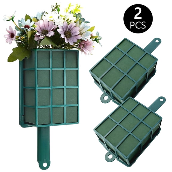 Tripumer 2 Pcs Floral Foam Cage Arrangement Foam Cage with Handle Rectangle Flower Foam Cage Holder Floral Arrangement Blocks for Fresh Flowers Home Party Decoration