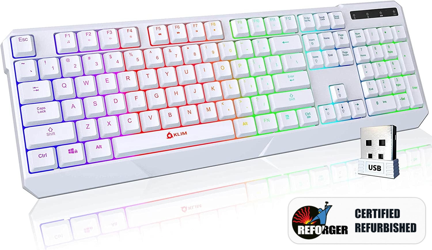 Også Hemmelighed kighul Certified Used KLIM Chroma Wireless Gaming Keyboard, Long-Lasting  Rechargeable Battery, Quick and Quiet Typing, Water Resistant, RGB Backlit  for PC, PS5, PS4, Xbox One, Mac - White - Walmart.com