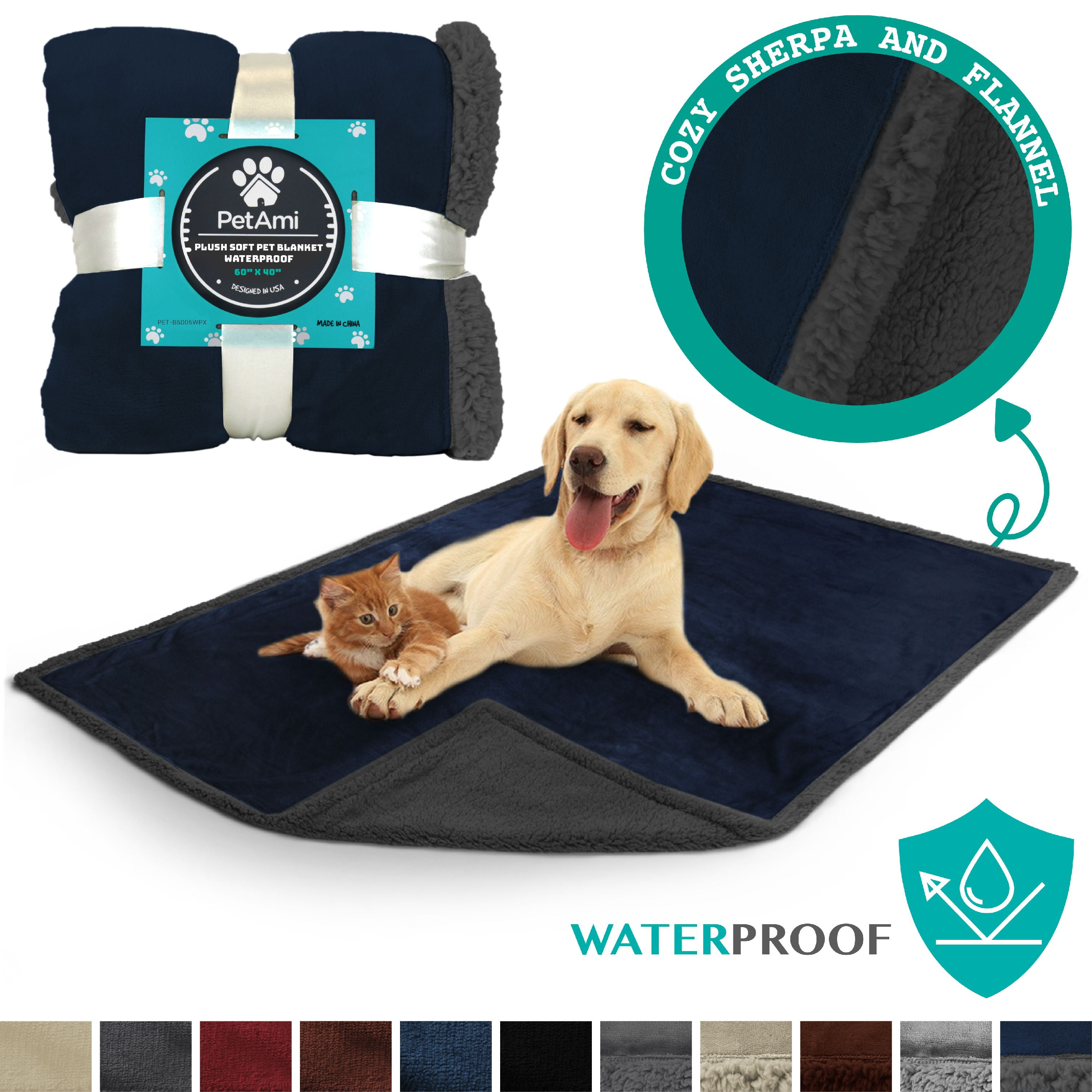 PetAmi WATERPROOF Dog Blanket for Couch, Sofa Grey Waterproof Sherpa