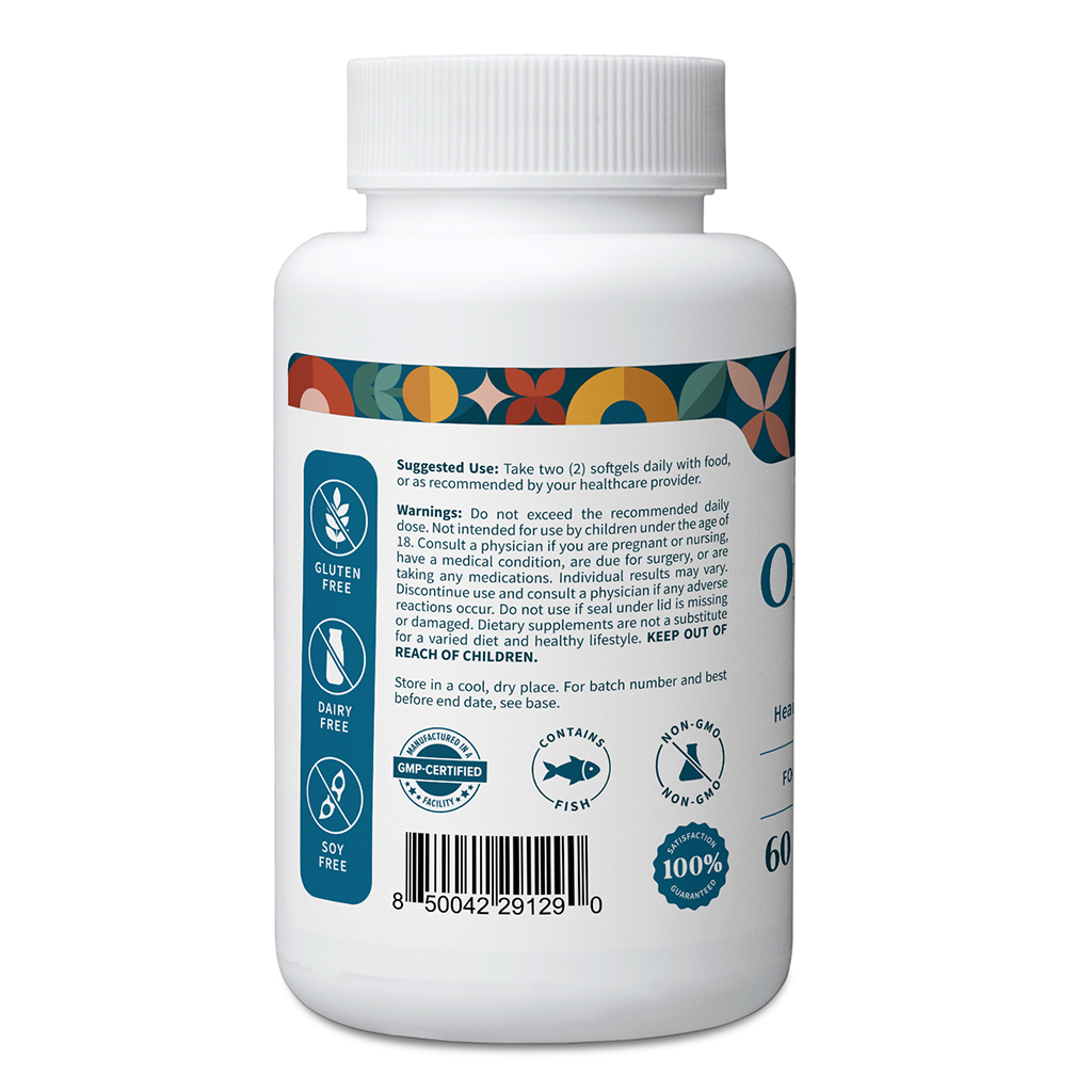 Pattern Wellness Omega-3 Fish Oil 1,200 mg Heart & Brain Support Burpless Softgel, 60 Count