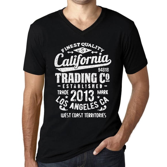 Men's Graphic T-Shirt V Neck California Trading Since 2013 11st Birthday Anniversary 11 Year Old Gift 2013 Vintage Eco-Friendly Short Sleeve Novelty Tee