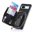 thumbnail image 6 of Wallet Case for Google Pixel 7a, Adjustable Detachable Crossbody Zipper Purse Case with Card Holder & Kickstand, PU Leather Flip Folio Case for Google Pixel 7a, Black, 6 of 10