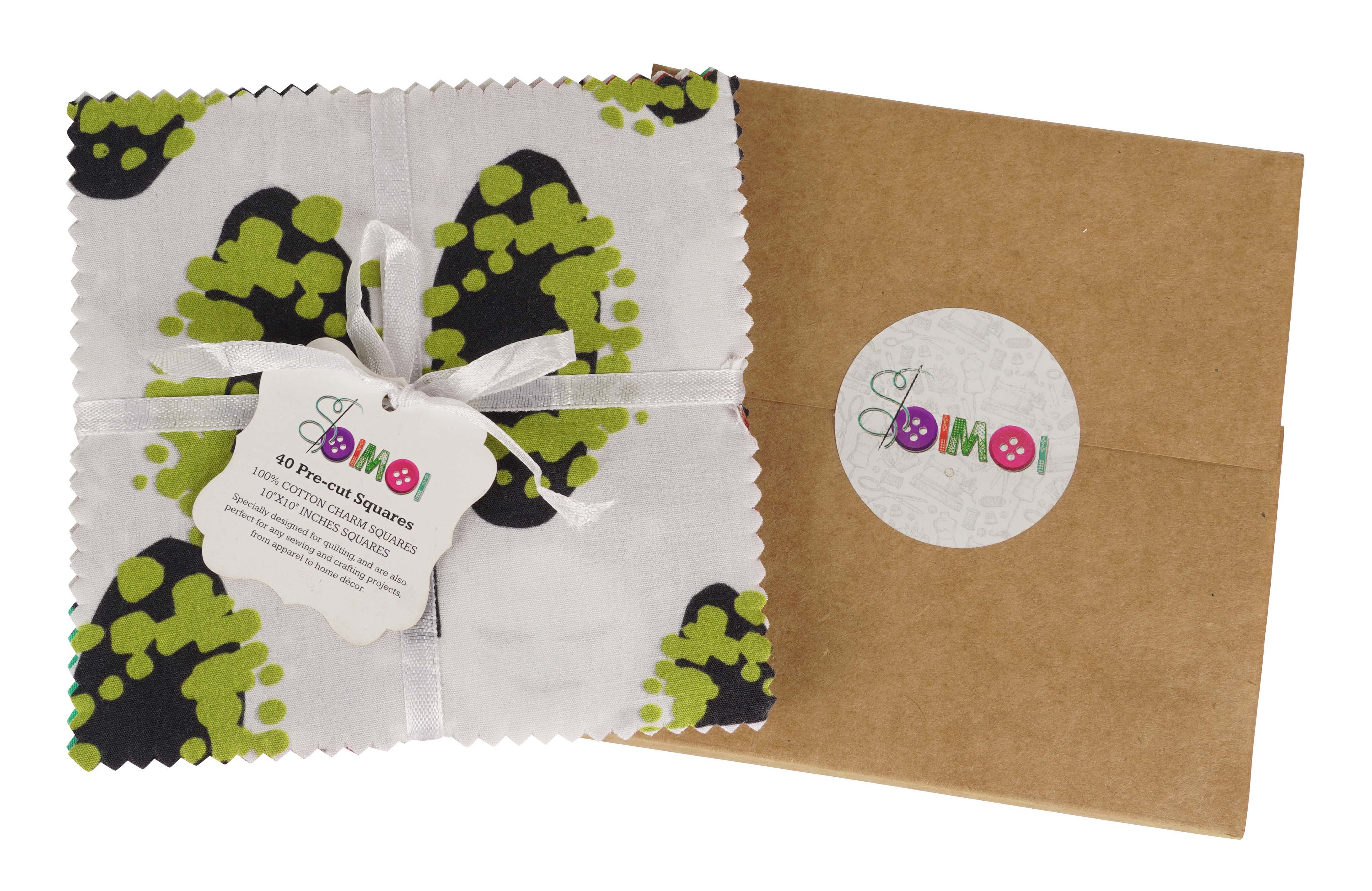 Soimoi Print Precut 10-inch Cotton Fabric Quilting Squares Charm Pack DIY Patchwork Sewing Craft-Multicolor3