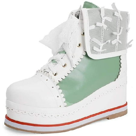 

ASGE Women s Cute Lolita Boots Cosplay Brogue Wedge Boots