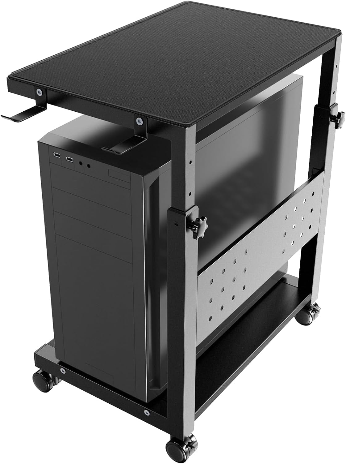 PUTORSEN Computer Tower Stand Cart - 2-Tier CPU Cart with 4 Casters ...