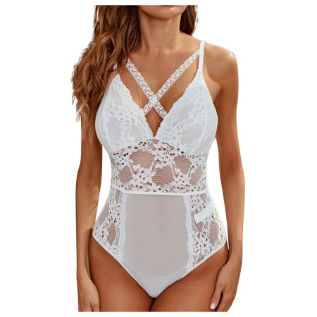 

Yubnlvae Women Bodysuit Lace Jumpsuit Black Backless One Pajamas Piece Lingerie