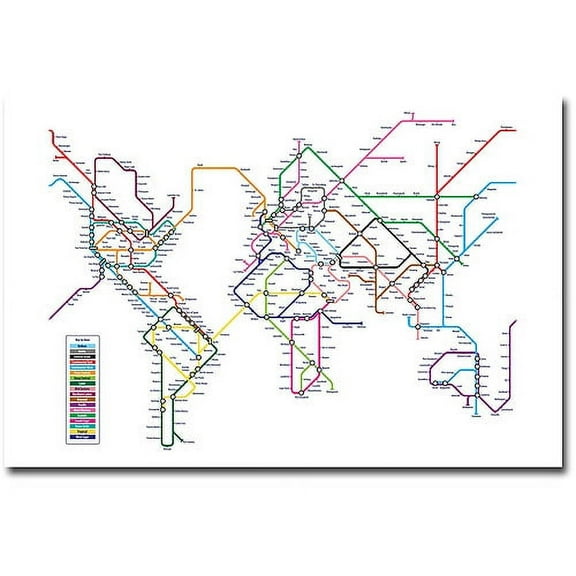 Trademark Art "World Map - Subway" Canvas Wall Art by Michael Tompsett