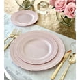 thumbnail image 3 of " OCCASIONS " 120 Plates Pack, Extra Heavyweight Vintage Wedding Party Disposable Plastic Plates (7'' Dessert Plate, Chateau in Blush Pink), 3 of 9
