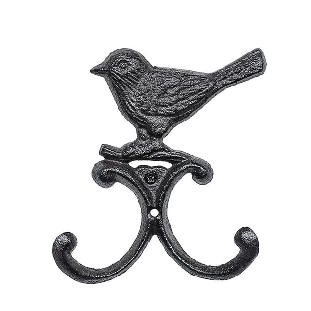 Decoración de la Valla Del Estilo de la Aldea Del Gancho Doble de las Aves de Hierro 13.5x11.5x4cm Gancho de la Pared de la Granja para el Almacenamiento Del Balcón de la Cocina