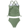 thumbnail image 4 of Womens One Piece Swimsuits Front Twist Tummy Control Monokini Bathing Suit Shirred Lace Up Side Halter V Neck Swimwear, 4 of 7