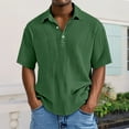 thumbnail image 2 of WTOBBY Men's Casual Short-Sleeve Shirt with Collar and Buttons Solid Color, Lightweight, Breathable, and Versatile Stylish Top for Men, Perfect for Business, Casual,Green XL, 2 of 6