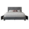 thumbnail image 3 of Home Design Sheffield King Tufted Upholstered Storage Platform Bed Frame with Diamond Button-Tufted Headboard and Four Under-Drawers, Dark Gray, Easy Assembly, 3 of 6