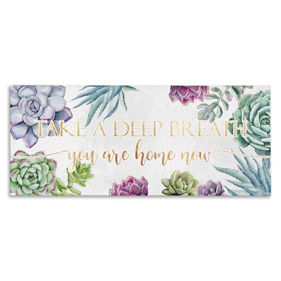 Stupell Industries Bohemian Take A Deep Breath Phrase Succulent Plants Canvas Art, 24 x 10, by Ziwei Li