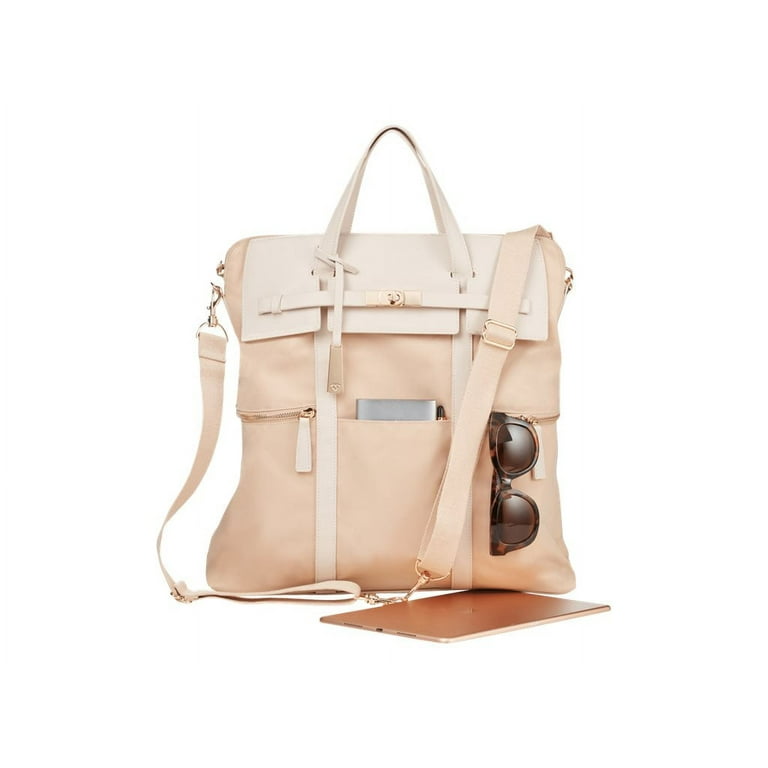 Francine Collections Women s 15 inch Convertible Laptop Backpack Top Handle Crossbody Bag Tan