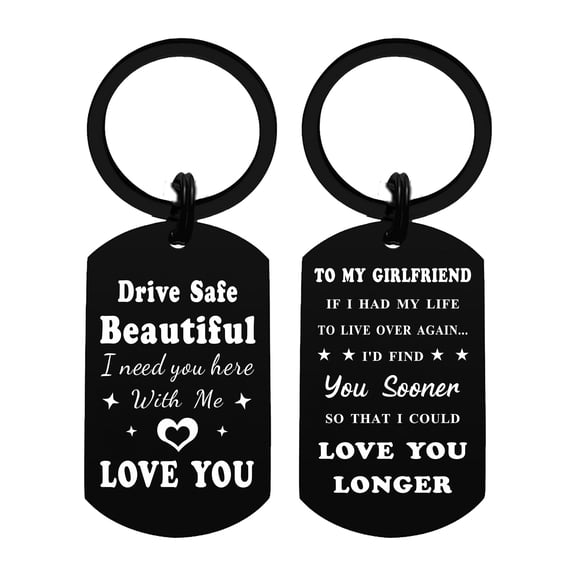 DEGASKEN Girlfriend Keychain, Drive Safe Beautiful, Girlfriend Gift Keychain, Carabiner Keychain, Black, 1