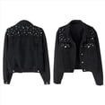 thumbnail image 3 of Chaqueta Vaquera Extragrande para Mujer con Perlas Bordadas y Abalorios Negro XL, 3 of 5