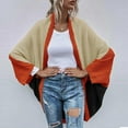 thumbnail image 4 of IROINNID Discount Womens Cardigans Long Sleeve Knitted Sweater Color Contrast Long Sleeve Cardigan Tops,Orange, 4 of 6
