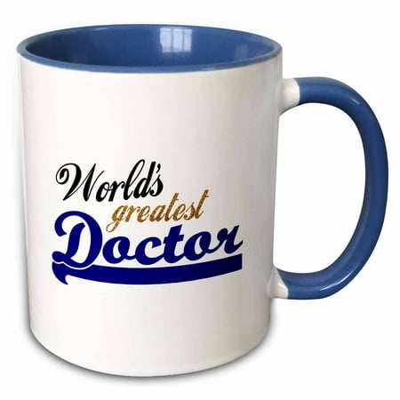 3dRose Worlds Greatest Doctor - Best Medical practitioner in the world - blue text - Medicine MD gifts - Two Tone Blue Mug, (Best Tablet For Medical Office)