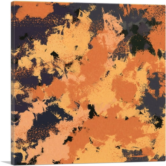 ARTCANVAS Orange Yellow Dark Gray Modern Canvas Art Print - Size: 26" x 26" (1.50" Deep)