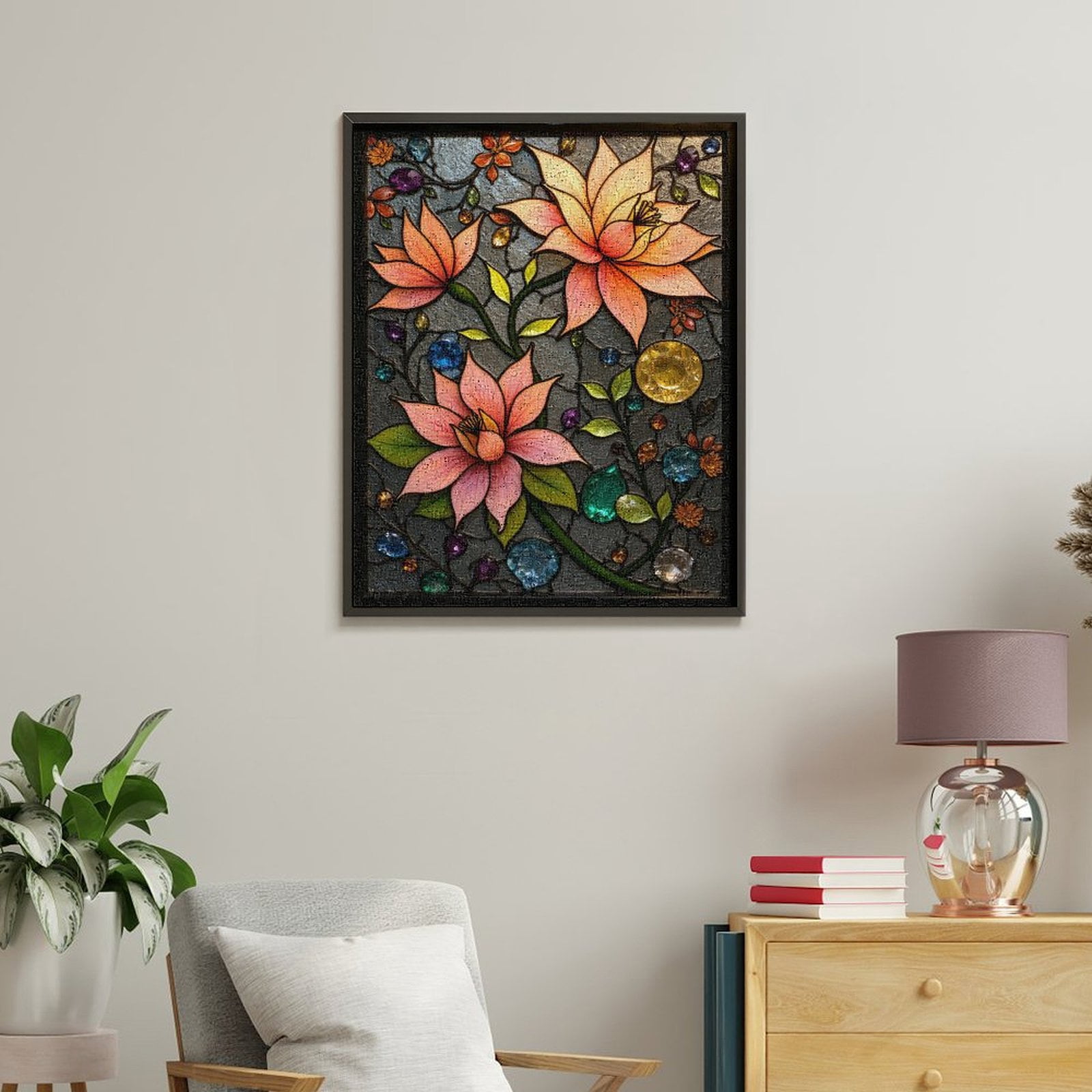 Paint By Numbers Kit for Adults Beginner - DIY Colorful Floral Gem Art Deco Canvas Painting Kits for Adults, Frameless Paint By Number for Adults for Home Wall Decor 16x20 Inch