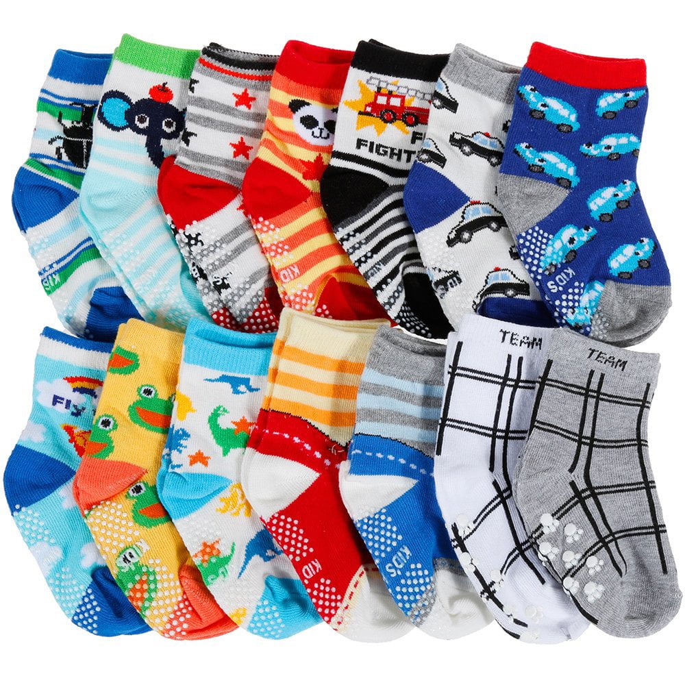 Anti Non Slip Socks ABS Cotton Blend Size 12 Months Animals Boys Toddler 