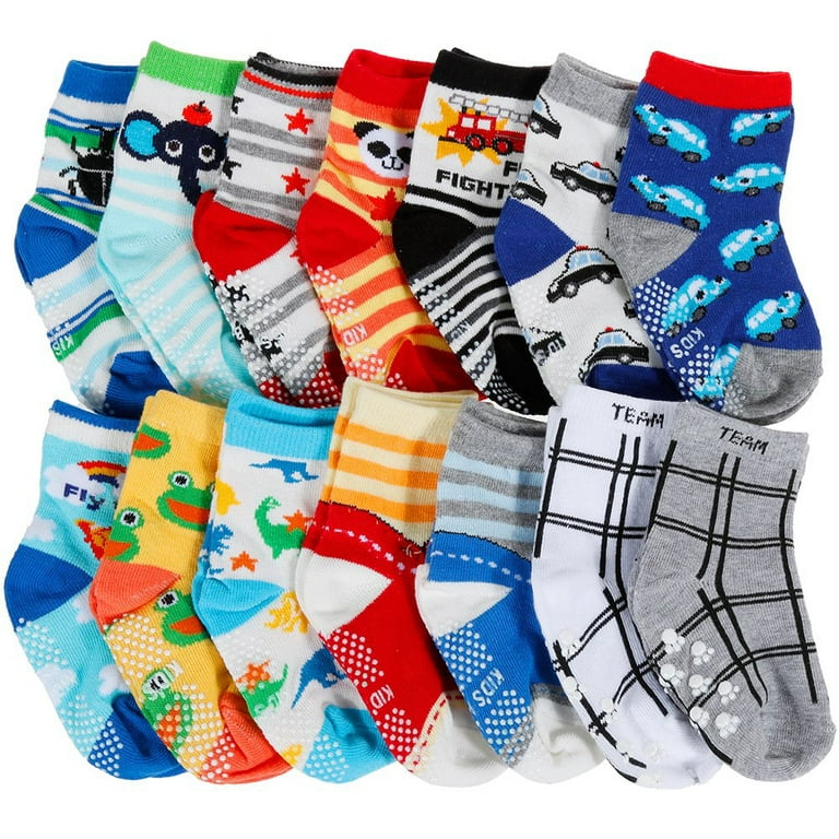 sixwipe 5 Pairs Non Slip Toddler Grip Socks, Cotton Animal Ankle